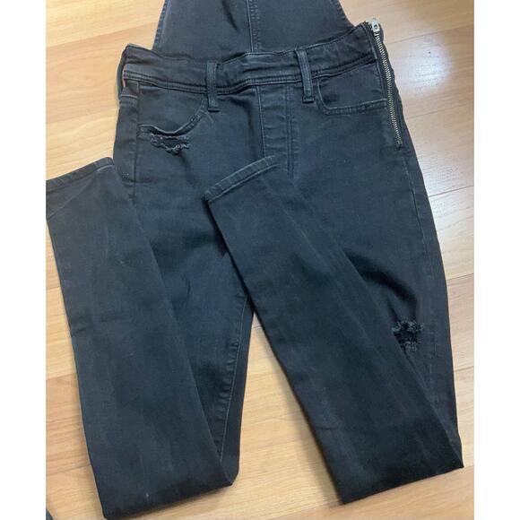 American Eagle Preppy Distressed Tomgirl Jegging Overall Faded Black Denim Size… - Picture 4 of 12